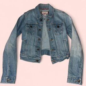 Rare L Y2K 2000s Abercrombie & Fitch denim jean jacket pockets